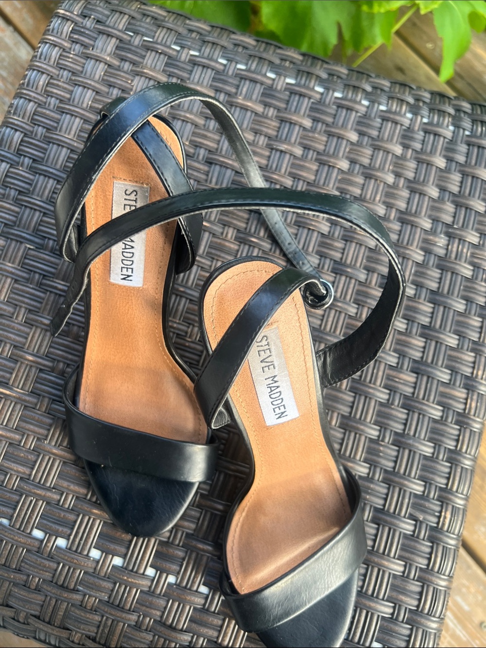 Steve Madden Black Faux Leather Reno Slingback Heels - Picture 12 of 12
